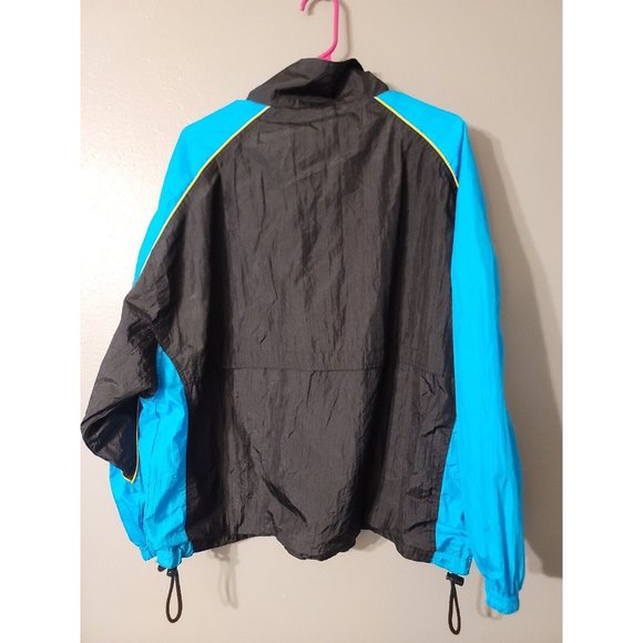 Pro Spirit Vintage Full Zip Black Blue Lined Wind Jacket Size L - Picture 2 of 5